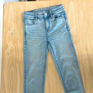 American eagle blue skinny jeans, size 00 mid rise
